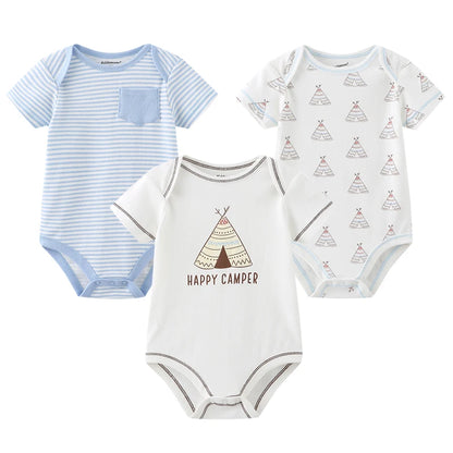 Baby Boy Jumpsuits 3 Pieces Newborn Clothes Set Toddler Girl Bodysuit Kiddiezoom Clothing 100%Cotton Soft Infant Rompers 0-12M