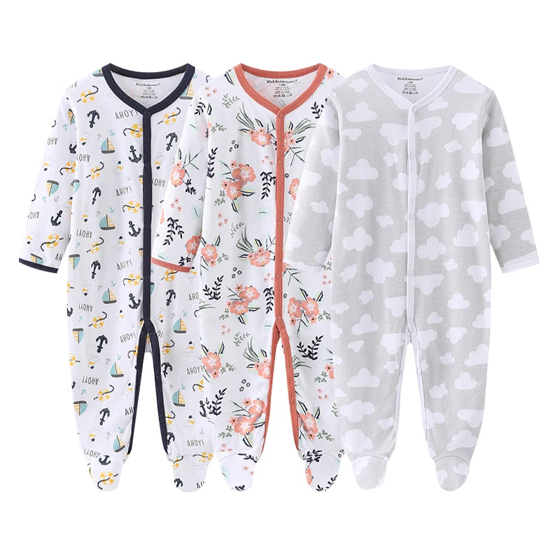 3PCS Newborn Cotton Baby Girl Clothes Cartoon Baby Boy Clothes Sets Autumn Long Sleeve Jumpsuits Spring Zipper Bebes
