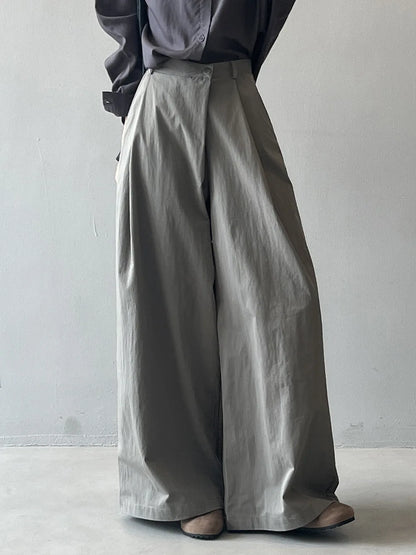 Asymmetric Diagonal Placket Wide Leg Pants for Women's Spring Casual High Waisted Straight Leg Pants