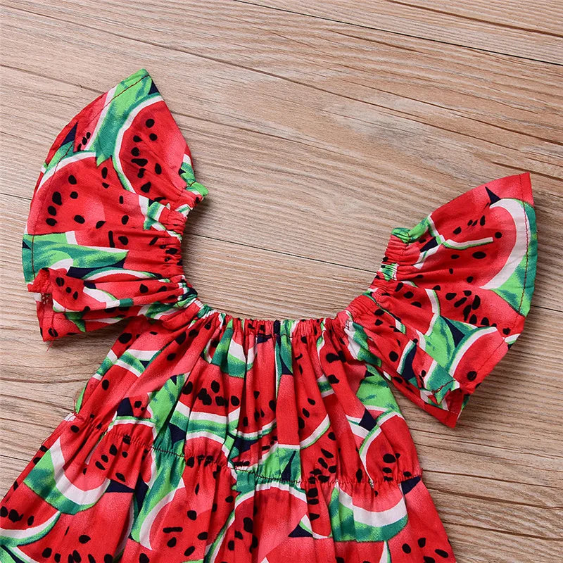 0-36months Newborn Girl Bodysuit Hairband Set Short Sleeve Watermelon