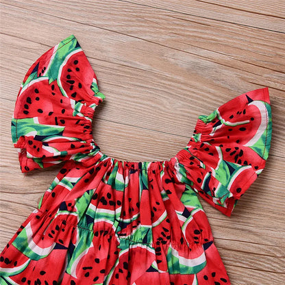 0-36months Newborn Girl Bodysuit Hairband Set Short Sleeve Watermelon