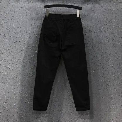 New Arrival Summer Women's Harem Pants All-matched Casual Cotton Denim Capri Pants Elastic Waist Yellow White Jeans Plus 5XL 6XL