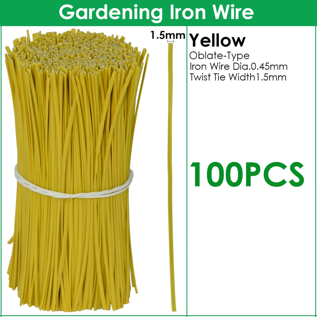 100PCS Gardening Cable Ties Reusable Oblate Iron Wire Twist Tie for Flower Plant Climbing Vines Multifunction Coated Fix Strings
