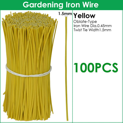 100PCS Gardening Cable Ties Reusable Oblate Iron Wire Twist Tie for Flower Plant Climbing Vines Multifunction Coated Fix Strings