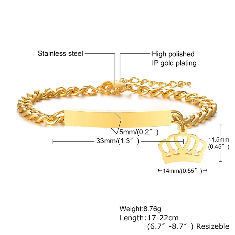 Vnox Custom Baby Girls Bracelets,Anti Allergy Stainless Steel Bracelet for Newborn Mom,Personalized Name Birthday Boy Girls Gift