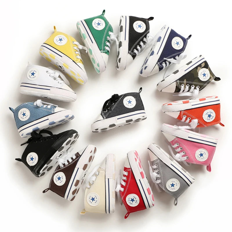 Canvas Sneakers Baby Boys Girls Shoes First Walkers Infant Toddler Anti-Slip Soft Sole Classical Newborn Baby Shoes 0-18 Months