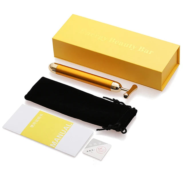 Multi-function Beauty Care Device 24k Facial Massage Stick Roller 3D Golden Energy Bar Vibrating Massager for Beauty Tool