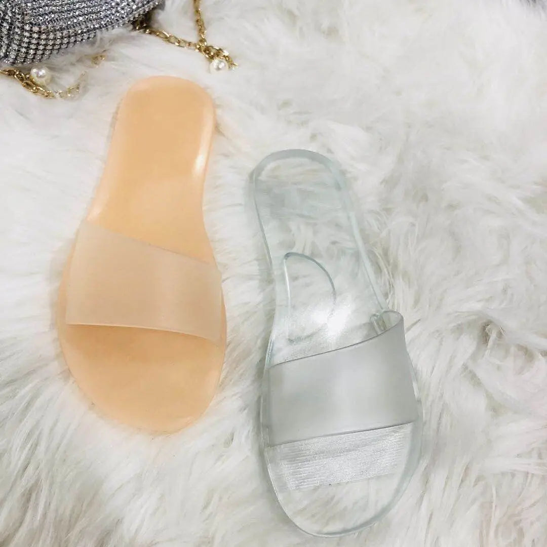 New Women Jelly Slippers  Ladies Candy Slides Summer Beach Slippers  Plus Size Women Shoes
