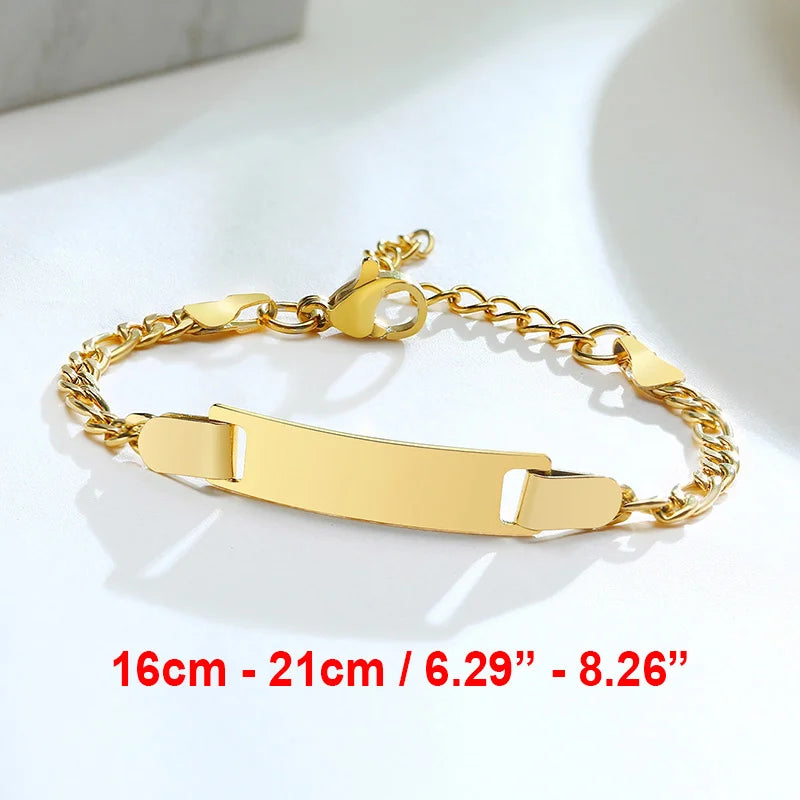 Vnox Custom Engrave Mom Duaghter Son Name Baby Bracelets, Anti Allergy Stainless Steel Baptism Love Gifts, Adjustable Jewelry
