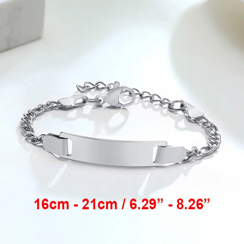 Vnox Custom Baby Girls Bracelets,Anti Allergy Stainless Steel Bracelet for Newborn Mom,Personalized Name Birthday Boy Girls Gift