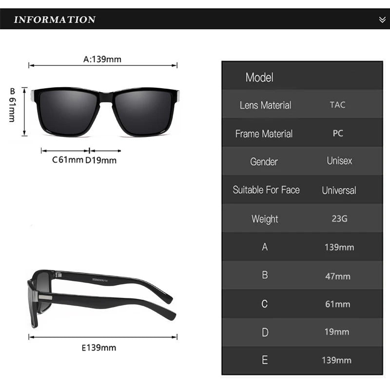 M plus Polarized Sunglasses Men Driving Sun glasses Square Glasses For Men High Quality UV400 Shades Eyewear
