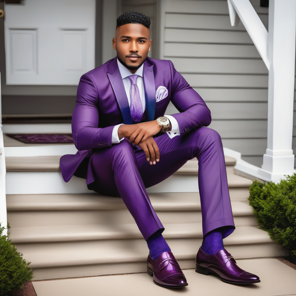 Men's Fashion Oxford Hand Carved Craft Purple DRESS Shoes