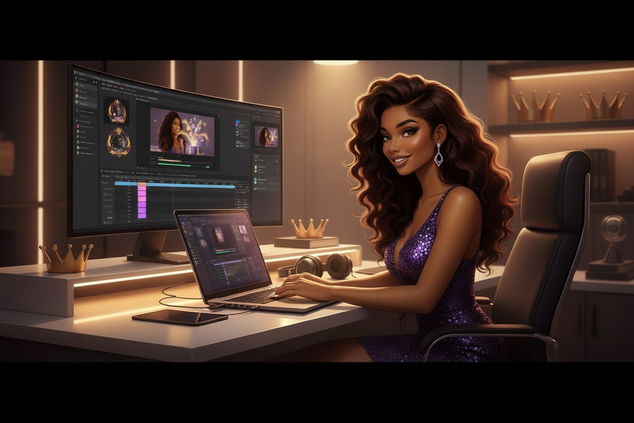 FlipStylez video creator working at a laptop