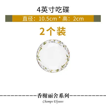 Tangshan Bone Porcelain Bowls and Dishes with Pottery Bowls and Plates with Soup Bowls and Noodles