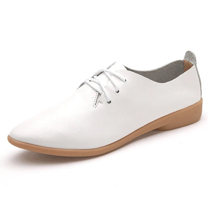 BeckyWalk Plus Size Spring Women Shoes Genuine Leather Lace Up Ladies Casual Shoes Woman Flats Zapatos Mujer 42/43/44 WSH2674