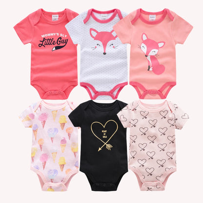 Kavkas Baby Girls Bodysuits 6/3 pcs/lot Summer Cotton Baby Clothes Short Sleeve Newborn body bebe 0-3 months Infant Clothing
