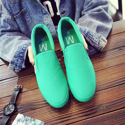 FUQIAO New Canvas Driving Shoes Men Green Black Yellow White Vulcanized Lazy Canvas Shoes Mens Designer Sneakers Fashion Men