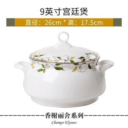Tangshan Bone Porcelain Bowls and Dishes with Pottery Bowls and Plates with Soup Bowls and Noodles