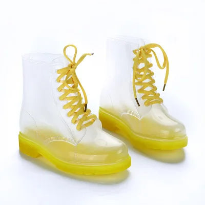 Women Rain Boots Transparent Waterproof Colorful Spring Autumn Shoes Rain Boot Woman Leopard Print Ankle Boots Large size 40