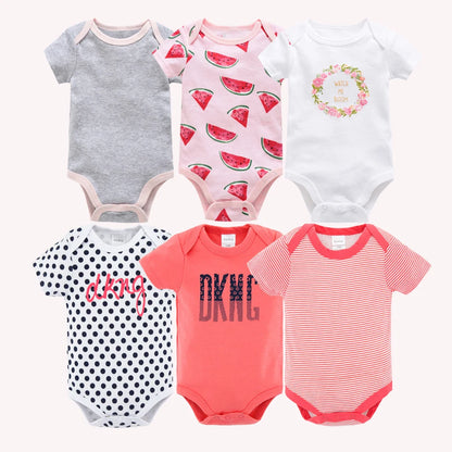 Kavkas Baby Girls Bodysuits 6/3 pcs/lot Summer Cotton Baby Clothes Short Sleeve Newborn body bebe 0-3 months Infant Clothing