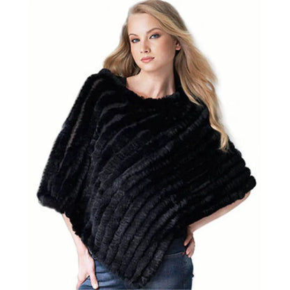 Women's Real Rabbit Fur Poncho Vest Natural Leather Winter Jacket Wrap Coat Shawl  Wedding Party Knitted Fur Vest Wholesale