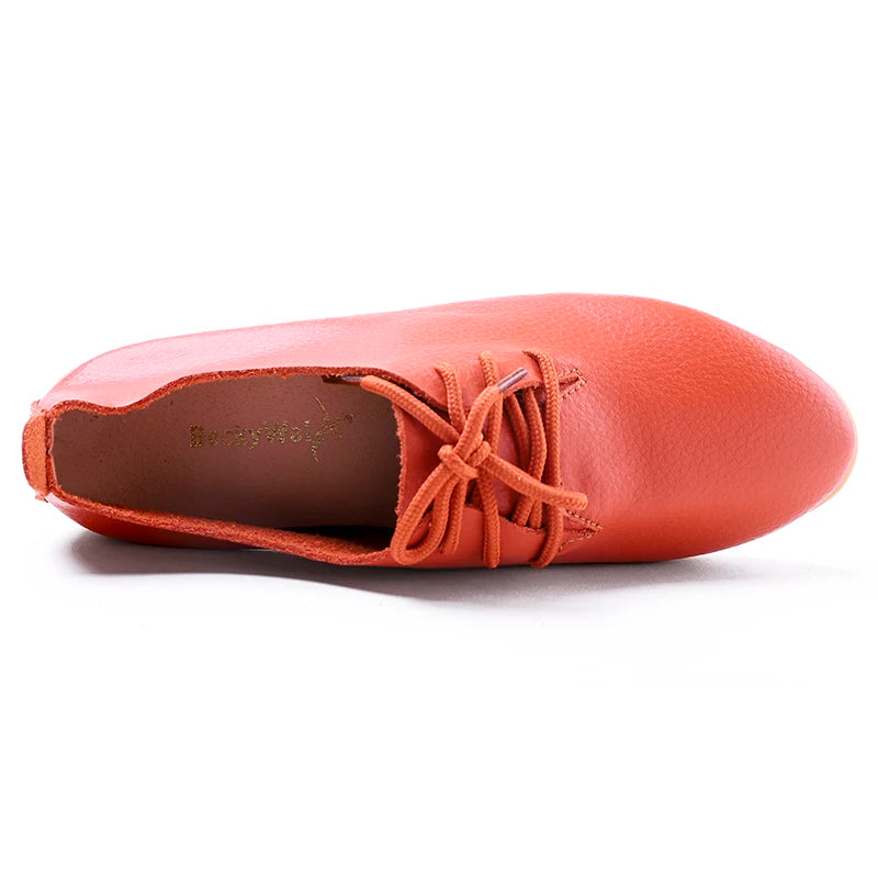 BeckyWalk Plus Size Spring Women Shoes Genuine Leather Lace Up Ladies Casual Shoes Woman Flats Zapatos Mujer 42/43/44 WSH2674