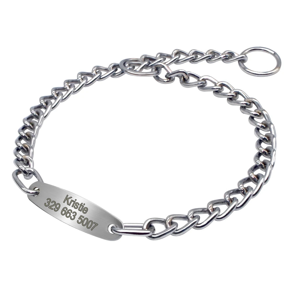 Personalized Pet Dog Chain Choke Collar Pets Training Engraved ID Slip Collars Choker For Medium Large Dogs Pitbull Pug Bulldog