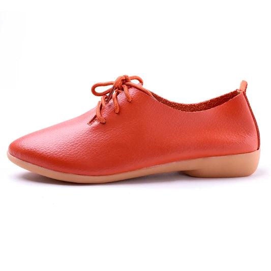 BeckyWalk Plus Size Spring Women Shoes Genuine Leather Lace Up Ladies Casual Shoes Woman Flats Zapatos Mujer 42/43/44 WSH2674