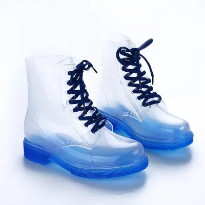 Women Rain Boots Transparent Waterproof Colorful Spring Autumn Shoes Rain Boot Woman Leopard Print Ankle Boots Large size 40