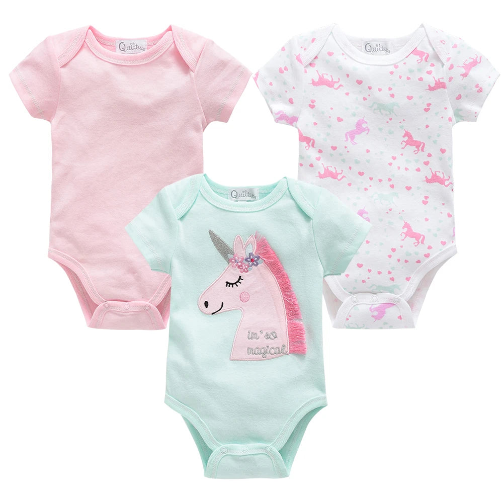 Kavkas Baby Girls Bodysuits 6/3 pcs/lot Summer Cotton Baby Clothes Short Sleeve Newborn body bebe 0-3 months Infant Clothing