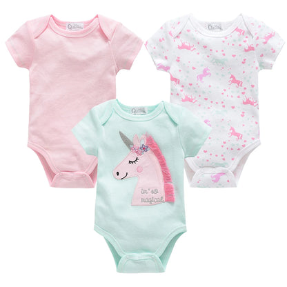 Kavkas Baby Girls Bodysuits 6/3 pcs/lot Summer Cotton Baby Clothes Short Sleeve Newborn body bebe 0-3 months Infant Clothing