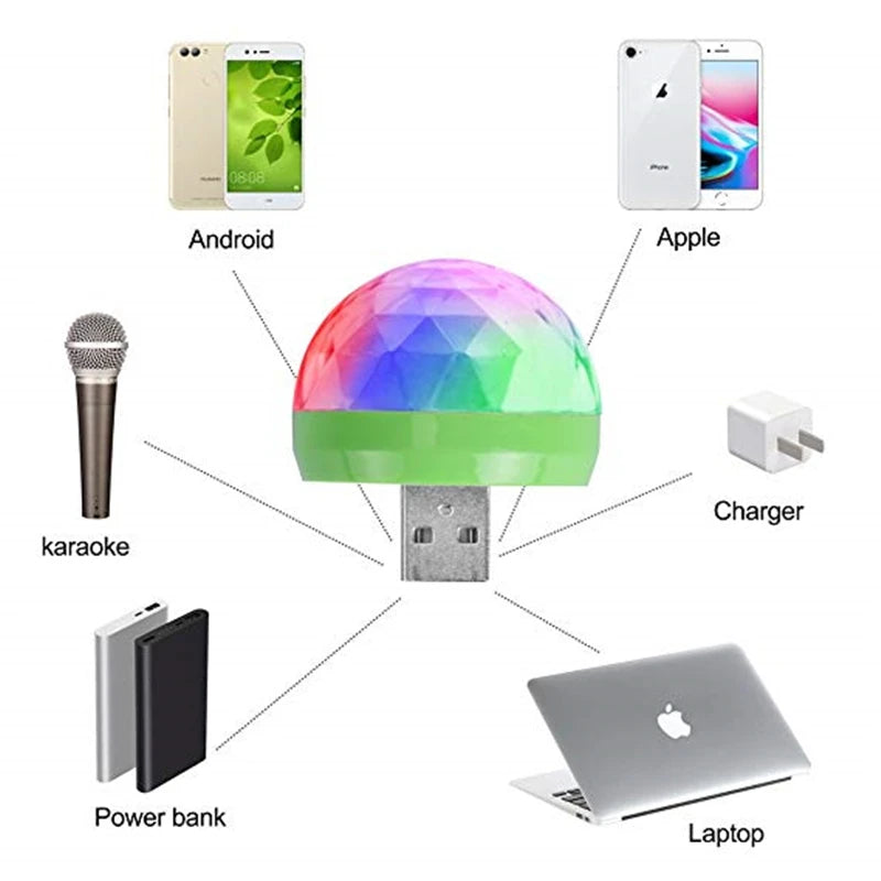 USB Mini Disco Lights,Portable Home Party Light,DC 5V USB Powered Led Stage Party Ball DJ Lighting,Karaoke Party Led Christmas