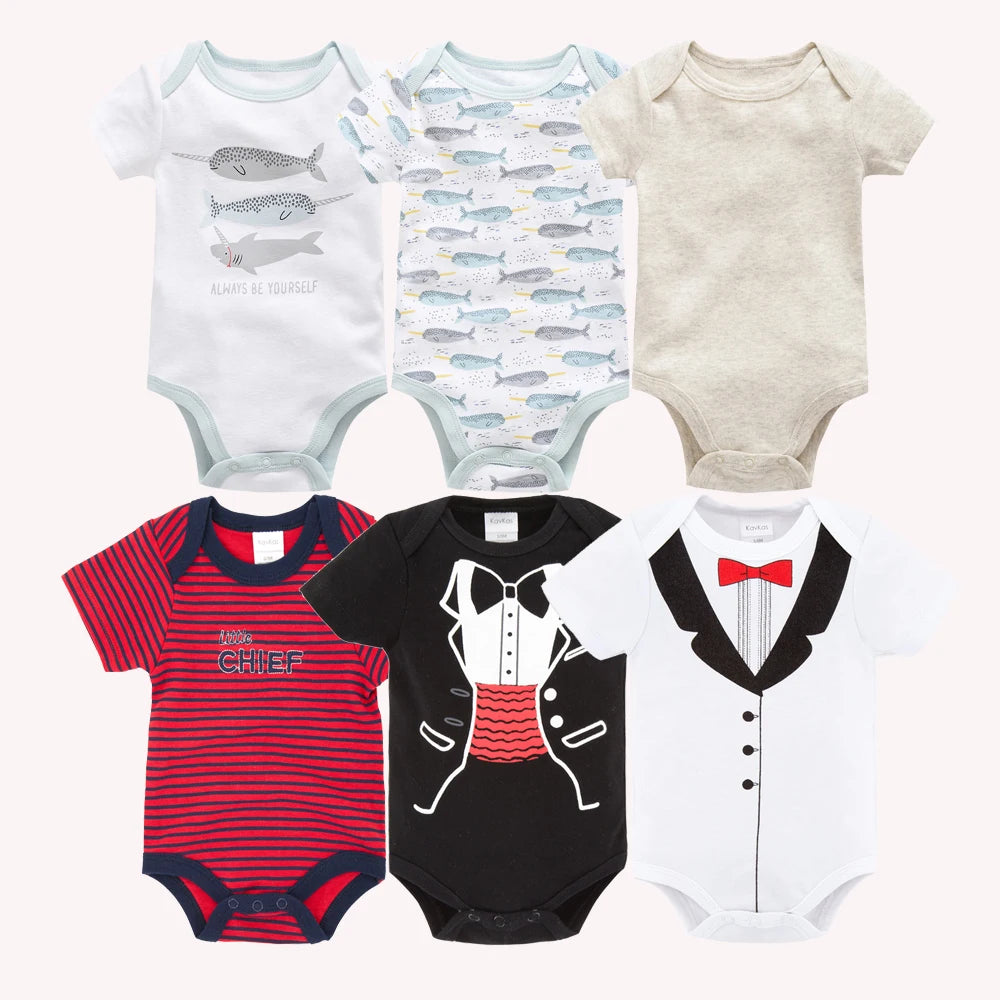 Kavkas Baby Girls Bodysuits 6/3 pcs/lot Summer Cotton Baby Clothes Short Sleeve Newborn body bebe 0-3 months Infant Clothing