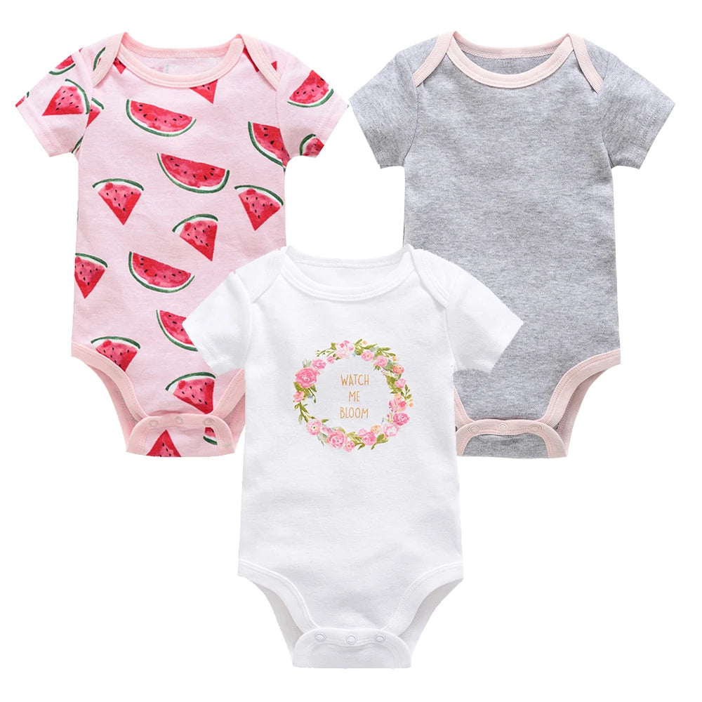 Kavkas Baby Girls Bodysuits 6/3 pcs/lot Summer Cotton Baby Clothes Short Sleeve Newborn body bebe 0-3 months Infant Clothing