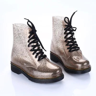 Women Rain Boots Transparent Waterproof Colorful Spring Autumn Shoes Rain Boot Woman Leopard Print Ankle Boots Large size 40