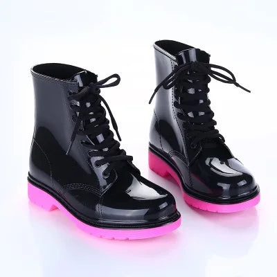 Women Rain Boots Transparent Waterproof Colorful Spring Autumn Shoes Rain Boot Woman Leopard Print Ankle Boots Large size 40