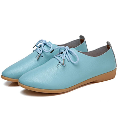 BeckyWalk Plus Size Spring Women Shoes Genuine Leather Lace Up Ladies Casual Shoes Woman Flats Zapatos Mujer 42/43/44 WSH2674