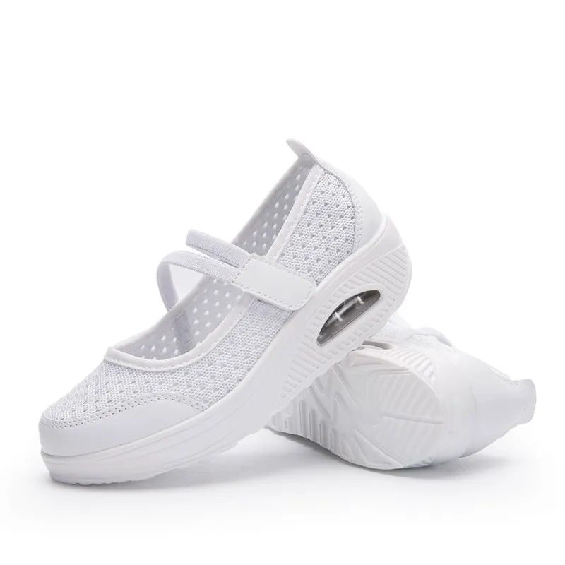 Plus Size 35-42 Flat Platform Sneakers Women Shoes Summer Breathable Slip On Walking Shoes for Mother tenis feminino WSH3283