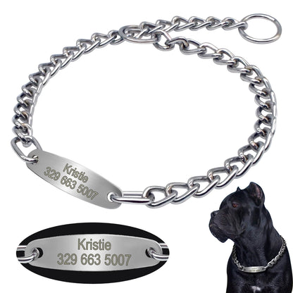 Personalized Pet Dog Chain Choke Collar Pets Training Engraved ID Slip Collars Choker For Medium Large Dogs Pitbull Pug Bulldog