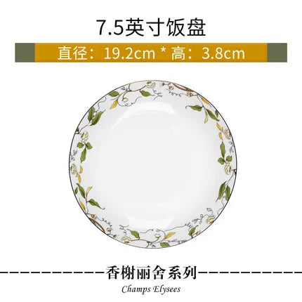 Tangshan Bone Porcelain Bowls and Dishes with Pottery Bowls and Plates with Soup Bowls and Noodles