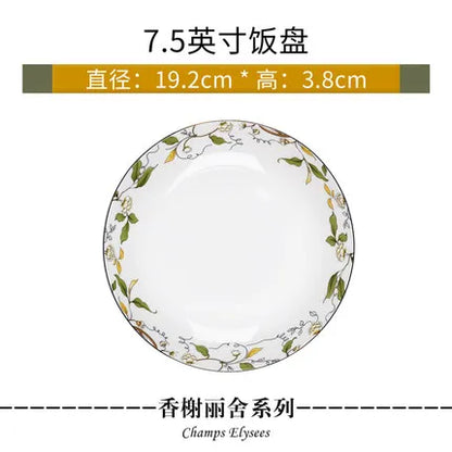 Tangshan Bone Porcelain Bowls and Dishes with Pottery Bowls and Plates with Soup Bowls and Noodles