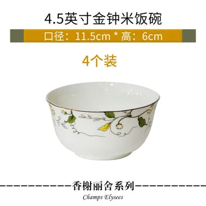 Tangshan Bone Porcelain Bowls and Dishes with Pottery Bowls and Plates with Soup Bowls and Noodles