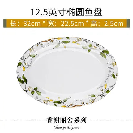 Tangshan Bone Porcelain Bowls and Dishes with Pottery Bowls and Plates with Soup Bowls and Noodles