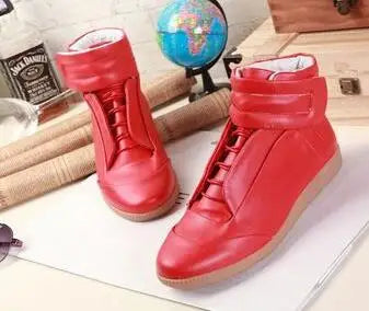 39-47 Luxury Brand Men Shoes Shiny Leather Casual Shoes Men's High Top Silvery Gold Red High Quality Men Flats Casual Shoes