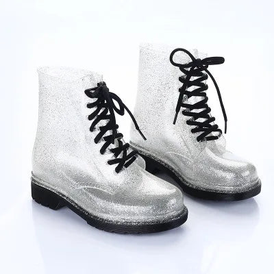 Women Rain Boots Transparent Waterproof Colorful Spring Autumn Shoes Rain Boot Woman Leopard Print Ankle Boots Large size 40