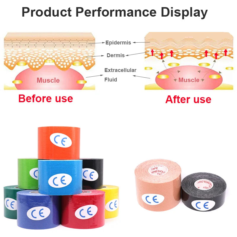 5m Kinesiology Wrap Tape Muscle Pain Relief Waterproof Sports Recovery Athletic Tape Strapping For Tennis Knee Finger Wrist