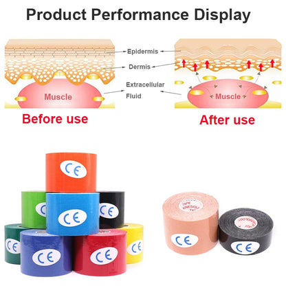 5m Kinesiology Wrap Tape Muscle Pain Relief Waterproof Sports Recovery Athletic Tape Strapping For Tennis Knee Finger Wrist