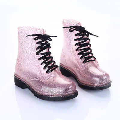 Women Rain Boots Transparent Waterproof Colorful Spring Autumn Shoes Rain Boot Woman Leopard Print Ankle Boots Large size 40