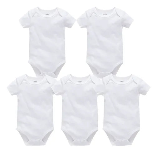 Kavkas 3PCS 5PCS Baby Boys Girls Clothes Solid White Short Sleeve Cotton Baby Bodysuits body bebe 0-24 months Newborn Jumpsuit