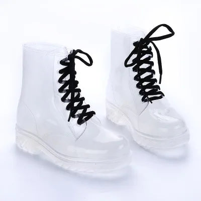 Women Rain Boots Transparent Waterproof Colorful Spring Autumn Shoes Rain Boot Woman Leopard Print Ankle Boots Large size 40